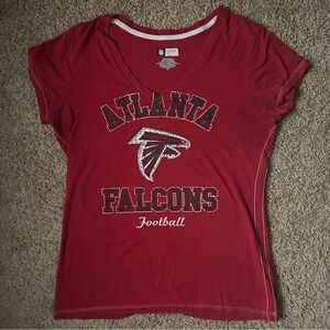 W Atlanta Falcons NFL Football Red V Neck Team Apparel T Shirt Size L |A123